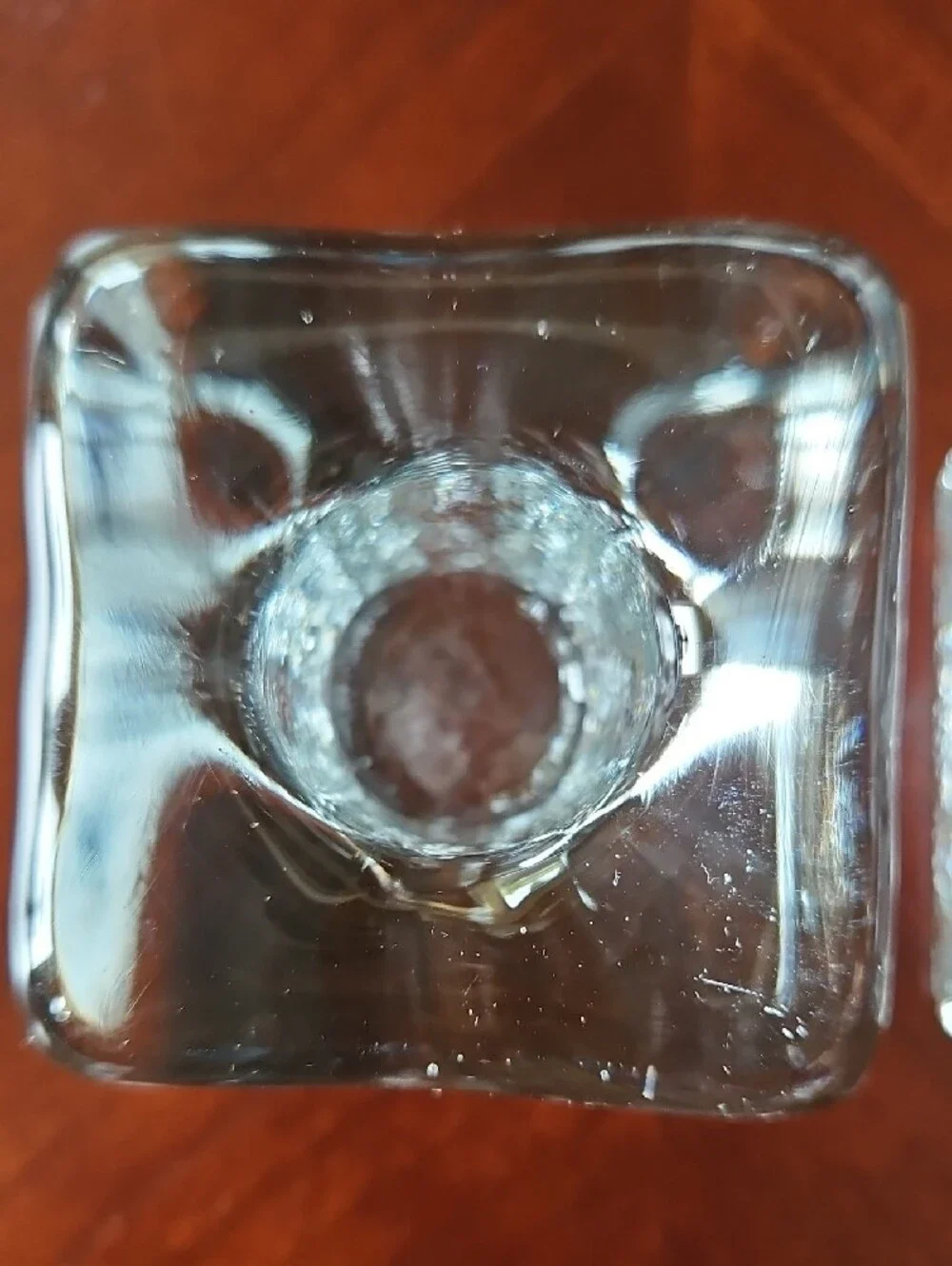 Vintage Ice Cube Glass Taper Candle Holders Set of 2 MCM Mid Century Modern